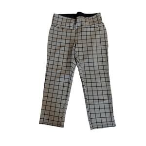 Style & Co Plaid Pull-On Pants XL Black White Houndstooth Stretch Workwear